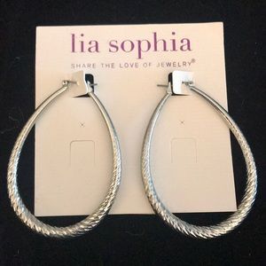 Lia Sophia silver oblong hoop earrings